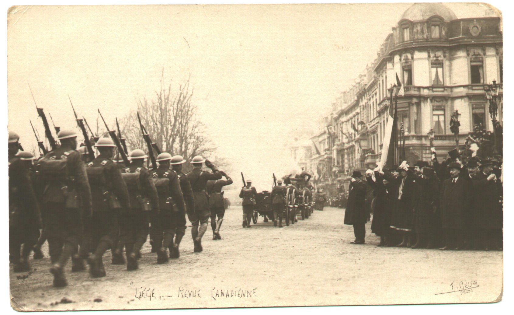 The 19th Battalion marching through Liège, Belgium