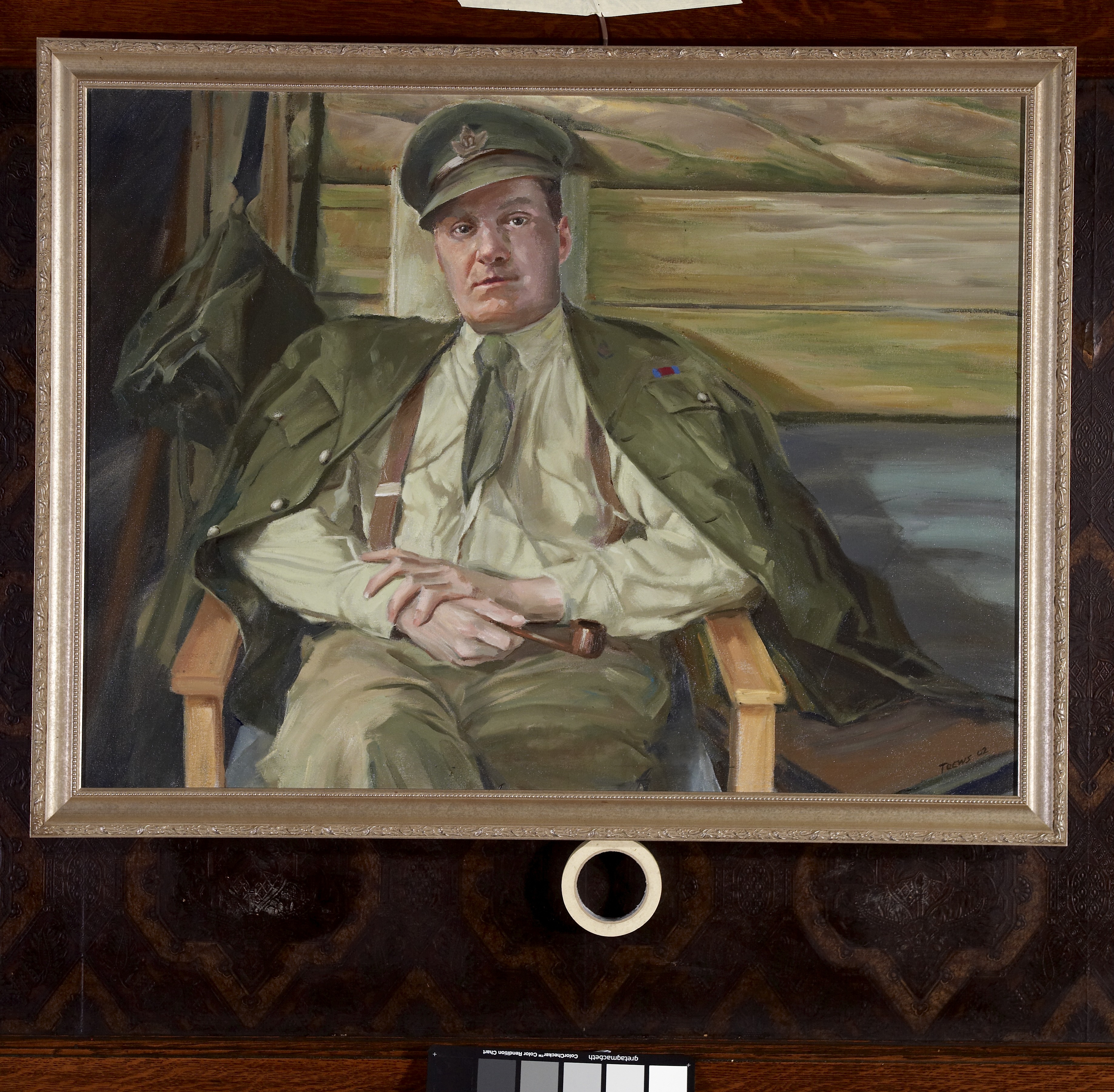 Lorne Toews, oil portrait of Lt-Col L.H. Millen, DSO, in the trenches, c. Feb. 1918.
