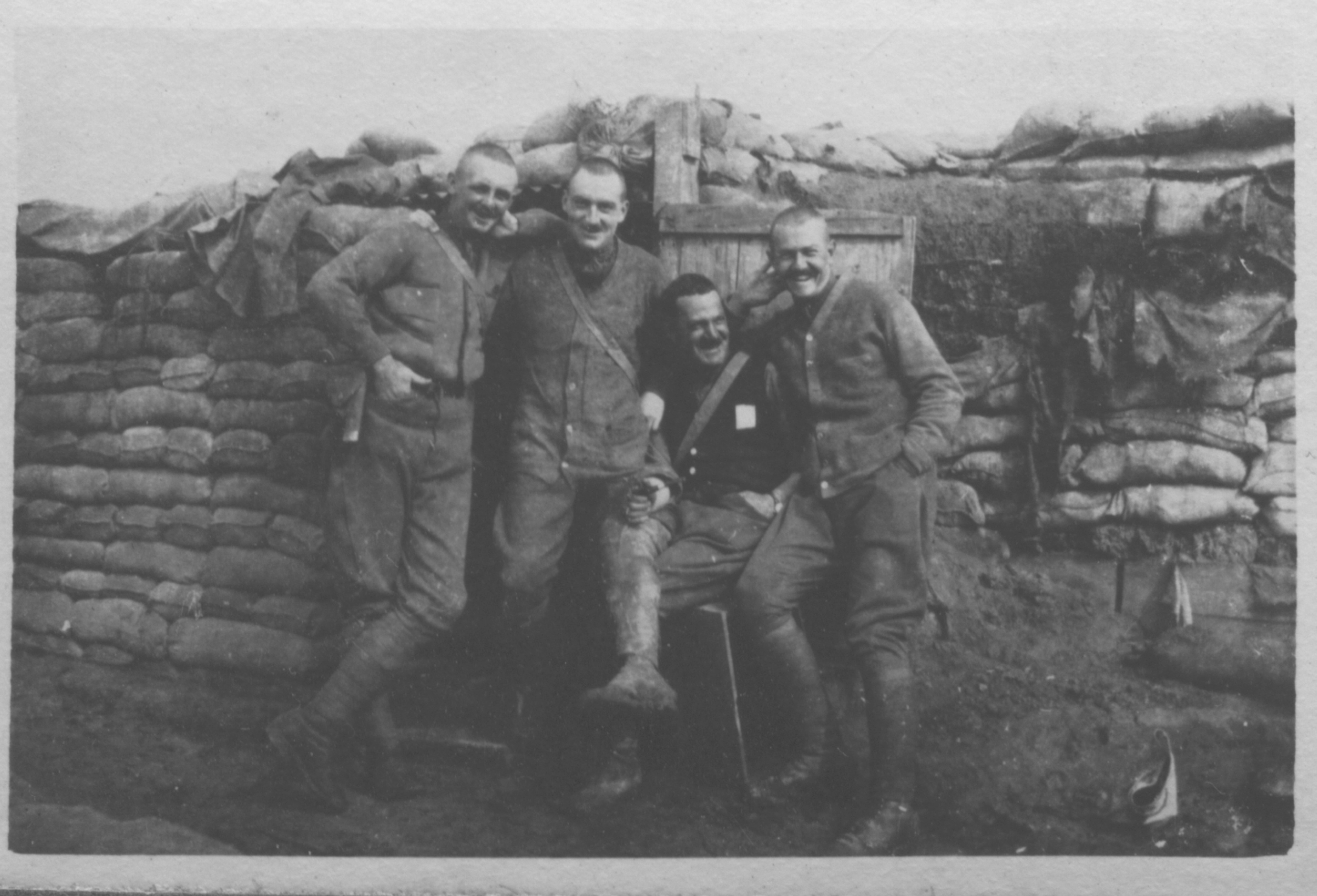 Lt-Col Lionel Millen in a trench with some of his officers, spring, 1918.